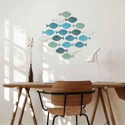 wooden fish wall decor set – coastal beach hanging sculpture ornaments