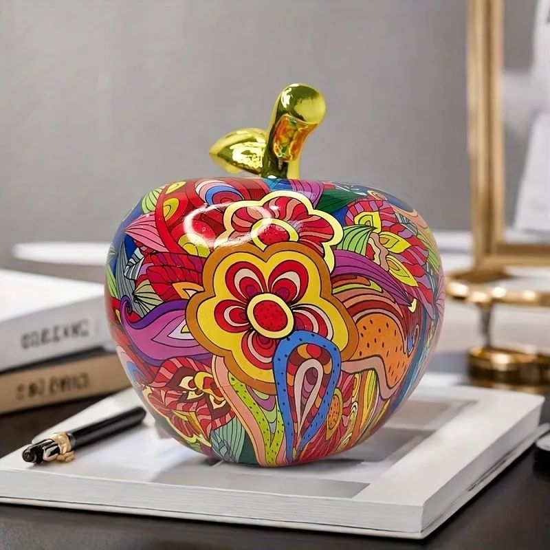 Abstract Floral Apple Resin Statue Colorful Artistic Home Office Decoration 0