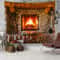 Fantasy Window Scenery Wall Tapestry Tree Hollow Fireplace Background Hanging Decor 0