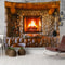 Fantasy Window Scenery Wall Tapestry Tree Hollow Fireplace Background Hanging Decor 0