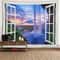 Fantasy Window Scenery Wall Tapestry Tree Hollow Fireplace Background Hanging Decor 5