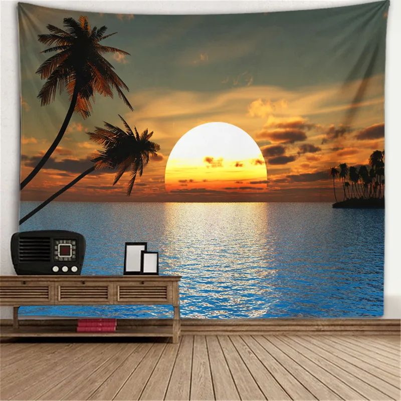 Fantasy Window Scenery Wall Tapestry Tree Hollow Fireplace Background Hanging Decor 8