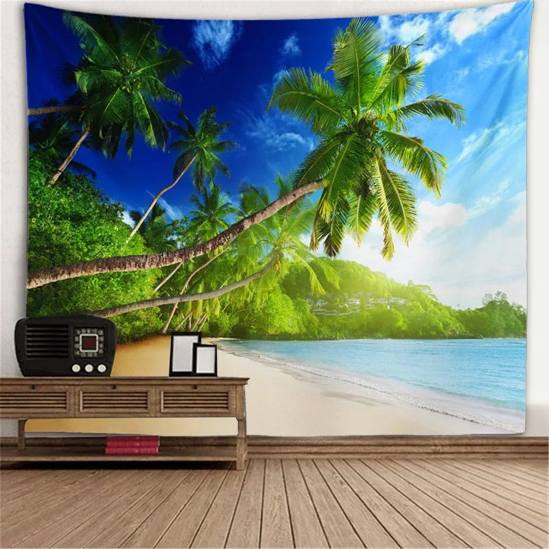 Fantasy Window Scenery Wall Tapestry Tree Hollow Fireplace Background Hanging Decor 9
