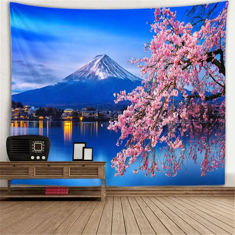 Fantasy Window Scenery Wall Tapestry Tree Hollow Fireplace Background Hanging Decor 16