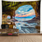 Fantasy Window Scenery Wall Tapestry Tree Hollow Fireplace Background Hanging Decor 18