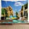 Fantasy Window Scenery Wall Tapestry Tree Hollow Fireplace Background Hanging Decor 20