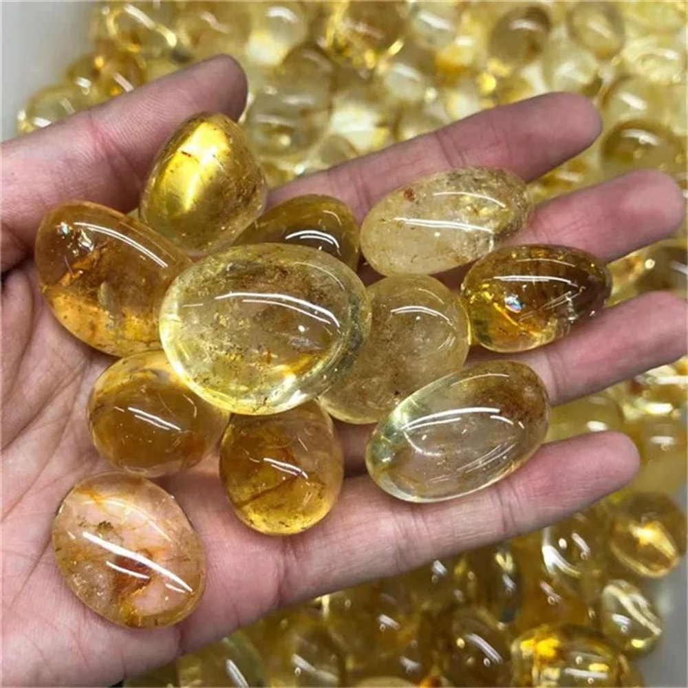 Natural Citrine Tumbled Stones Polished Healing Crystal For Feng Shui Home Decor 0