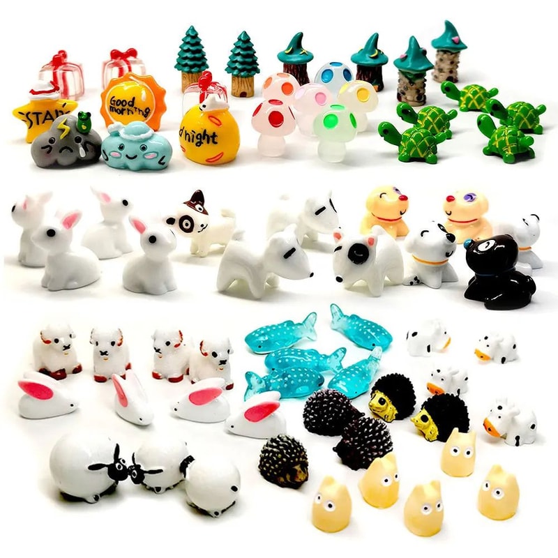 5pcs Mini Animal Fairy Garden Figurines Cute Resin Dog Cat Sheep Fish Miniatures For Succulent De 0