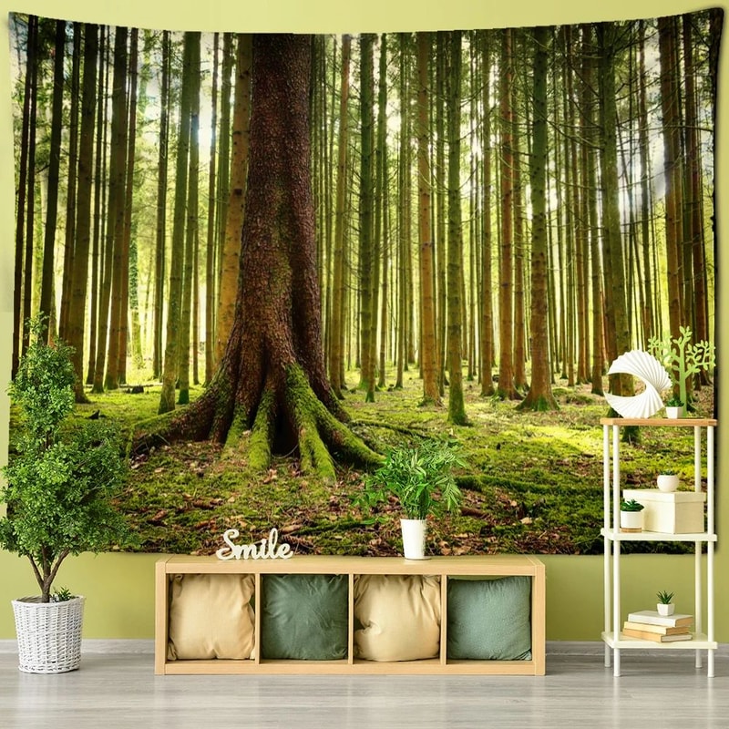Mystical Towering Tree Forest Tapestry Bohemian Psychedelic Wall Hanging For Bedroom Living Room 1