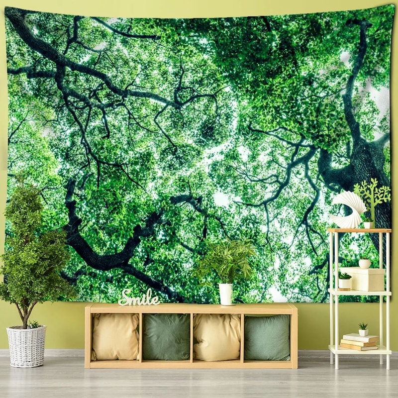 Mystical Towering Tree Forest Tapestry Bohemian Psychedelic Wall Hanging For Bedroom Living Room 11