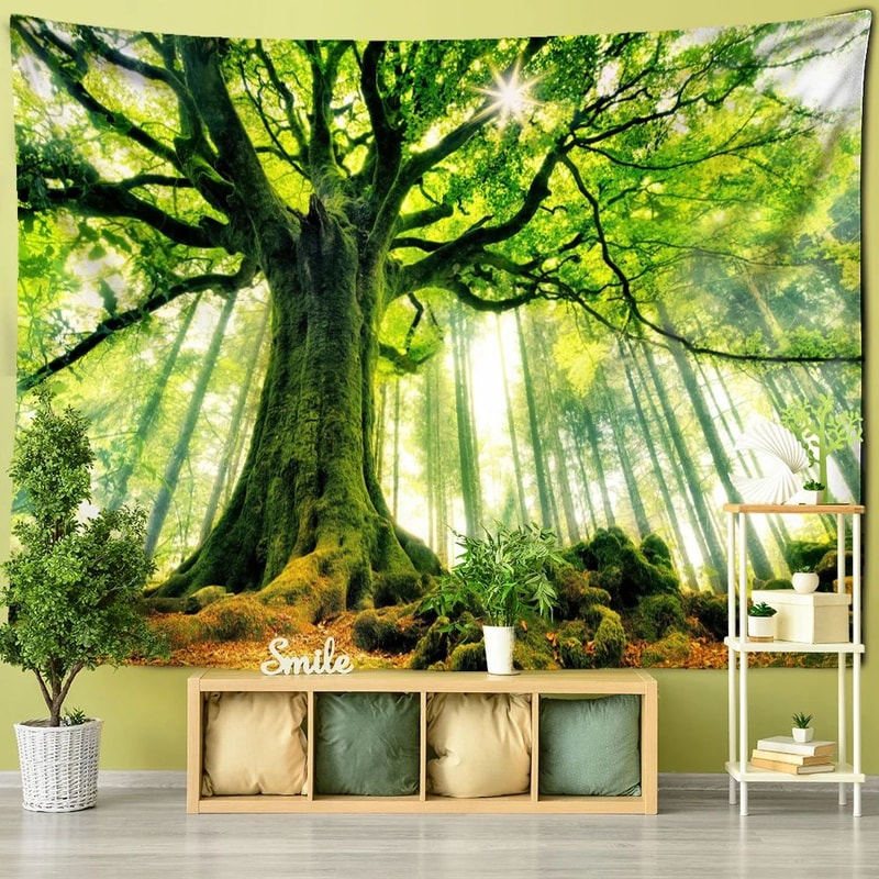 Mystical Towering Tree Forest Tapestry Bohemian Psychedelic Wall Hanging For Bedroom Living Room 15