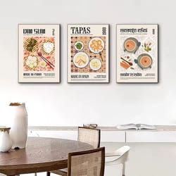 delicious food canvas wall art – world cuisine poster print for kitchen, coffee bar & dining room decor