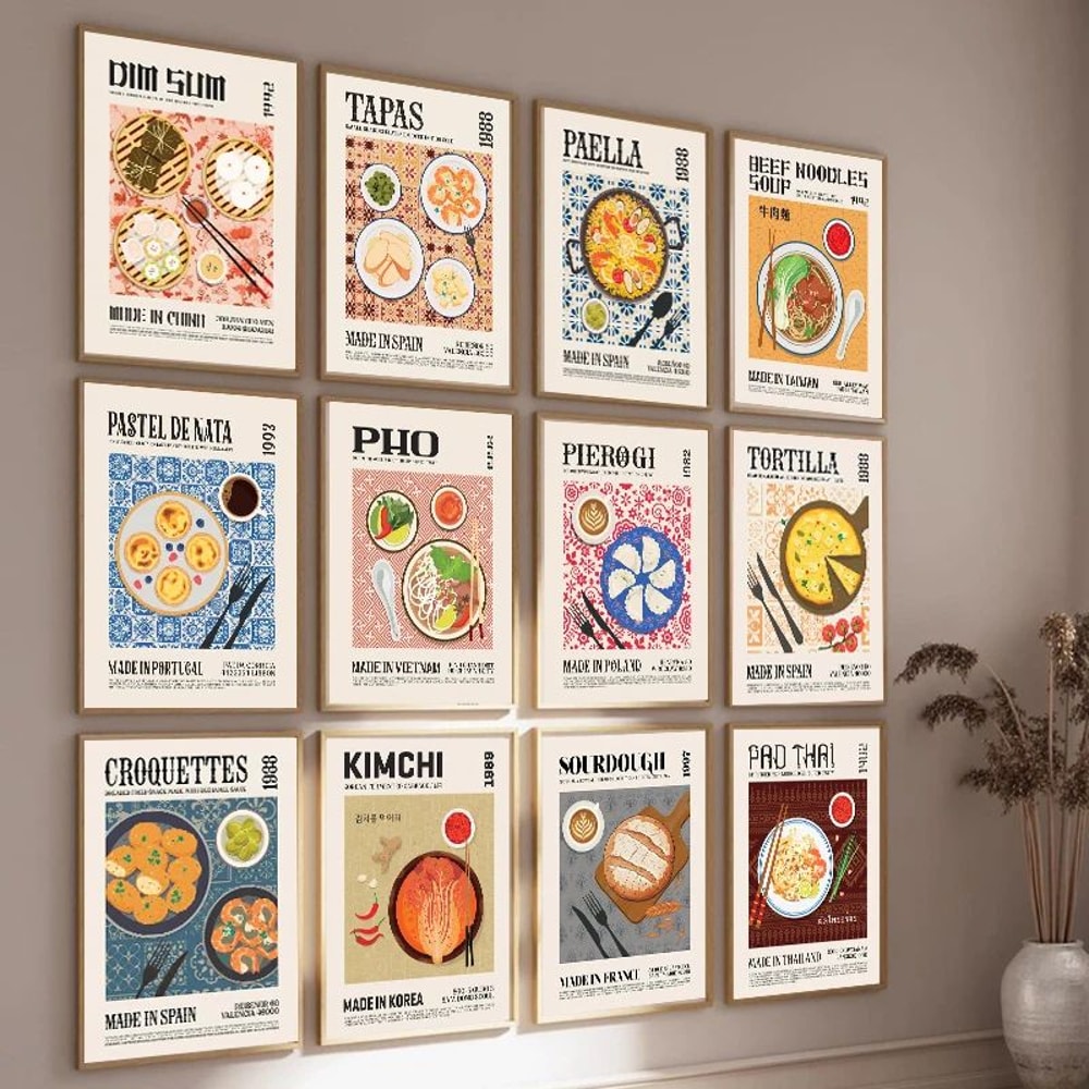 Delicious Food Canvas Wall Art World Cuisine Poster Print For Kitchen Coffee Bar Dining Room Deco 5