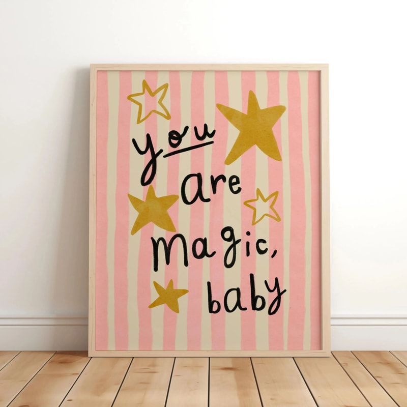 Believe In Magic Unicorn Nursery Wall Art Inspirational Canvas Print For Kids Bedroom Playroom De