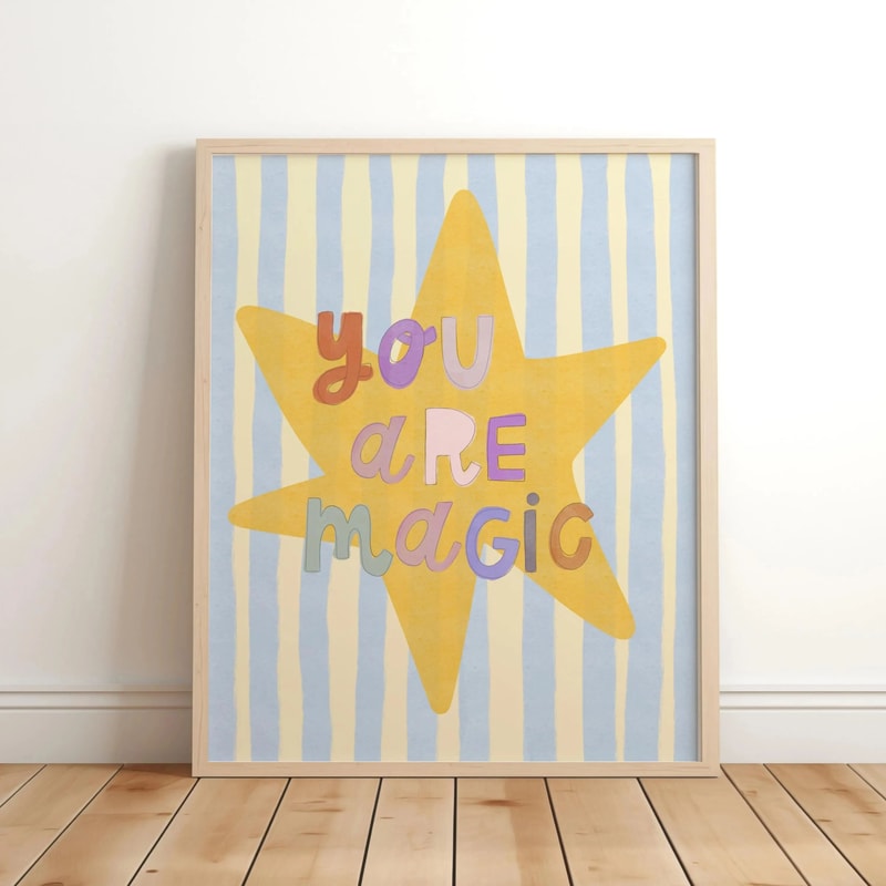 Believe In Magic Unicorn Nursery Wall Art Inspirational Canvas Print For Kids Bedroom Playroom De