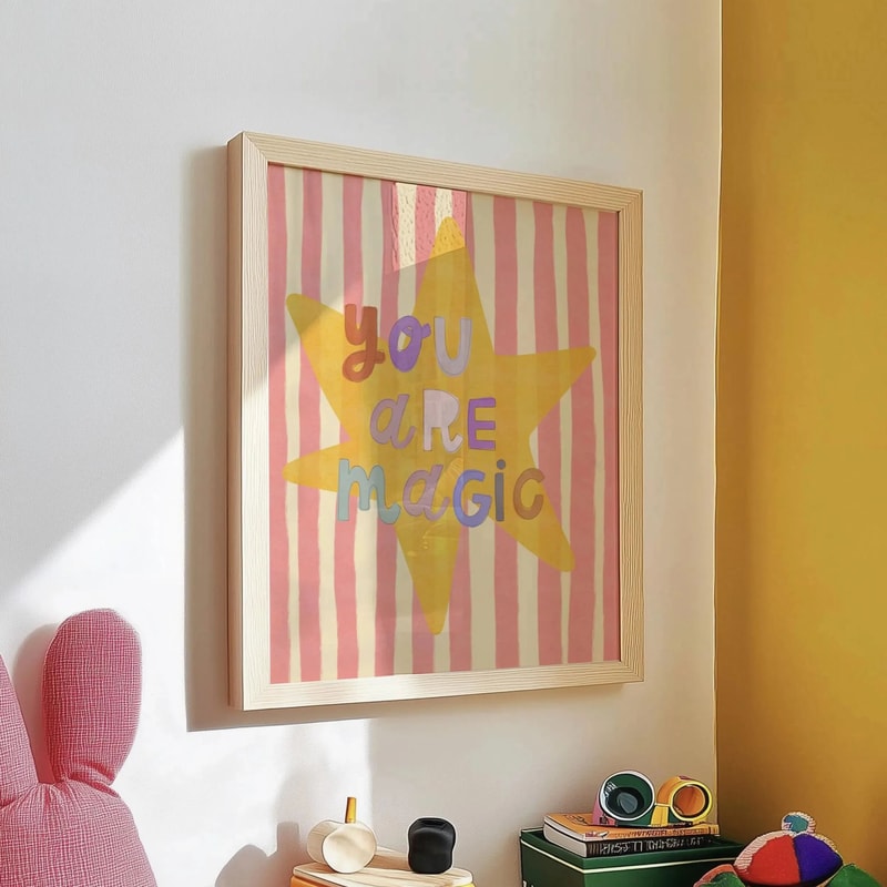 Believe In Magic Unicorn Nursery Wall Art Inspirational Canvas Print For Kids Bedroom Playroom De