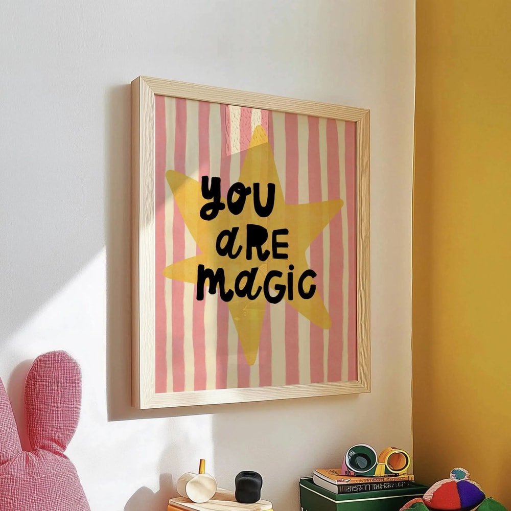 Believe In Magic Unicorn Nursery Wall Art Inspirational Canvas Print For Kids Bedroom Playroom De