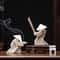 White Ceramic Samurai Figurine Oriental Blanc De Chine Geometric Warrior Sculpture For Home Offic 0