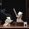 White Ceramic Samurai Figurine Oriental Blanc De Chine Geometric Warrior Sculpture For Home Offic 0