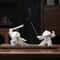 White Ceramic Samurai Figurine Oriental Blanc De Chine Geometric Warrior Sculpture For Home Offic 4