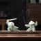 White Ceramic Samurai Figurine Oriental Blanc De Chine Geometric Warrior Sculpture For Home Offic 5