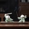 White Ceramic Samurai Figurine Oriental Blanc De Chine Geometric Warrior Sculpture For Home Offic 5