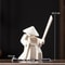 White Ceramic Samurai Figurine Oriental Blanc De Chine Geometric Warrior Sculpture For Home Offic 11