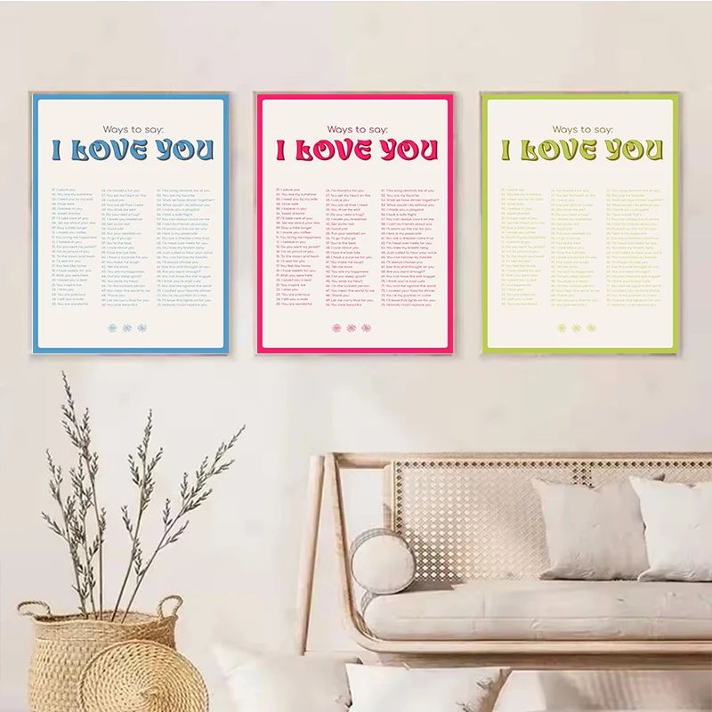 More Amor Por Favor Canvas Wall Art Colorful Pink Love Quote Poster For Girls Room Modern Home De 5