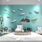 3D Electroplated Fish Wall Decor Modern Mirror Sardine Wall Art For Living Room Restaurant Decora