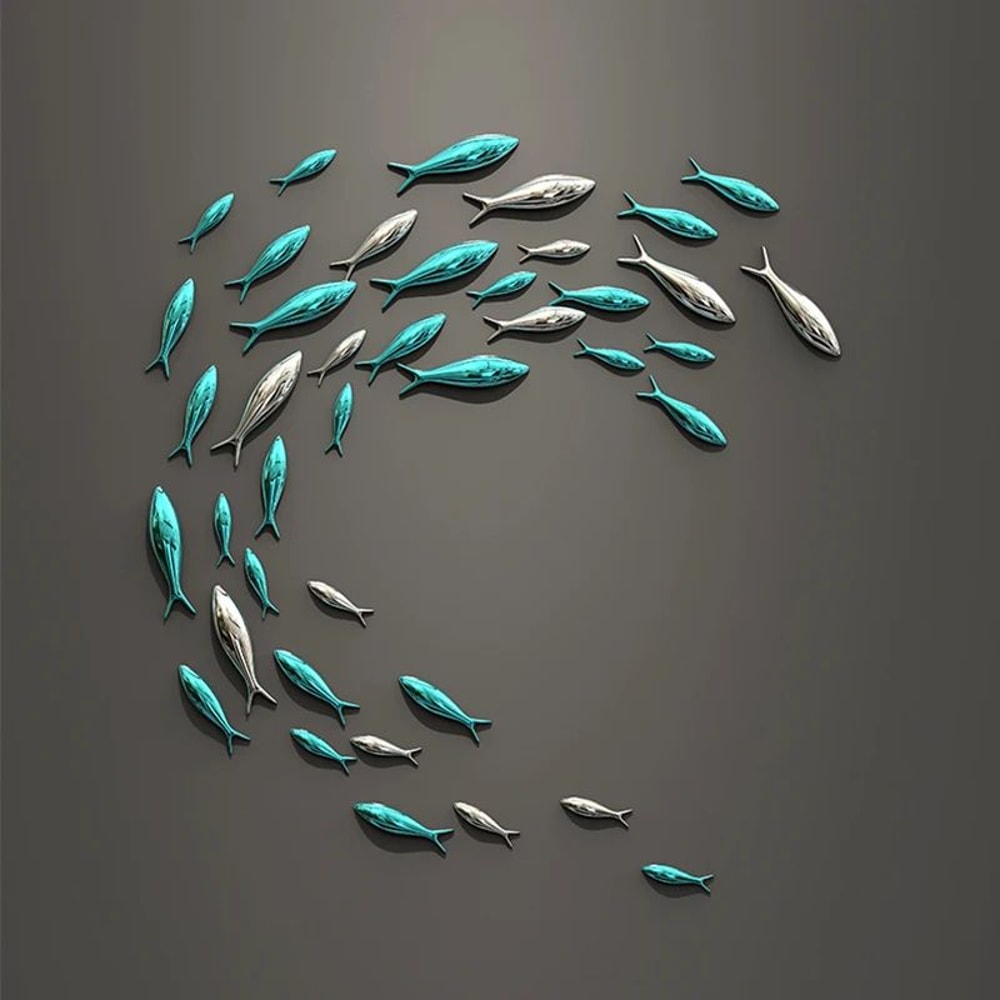 3D Electroplated Fish Wall Decor Modern Mirror Sardine Wall Art For Living Room Restaurant Decora