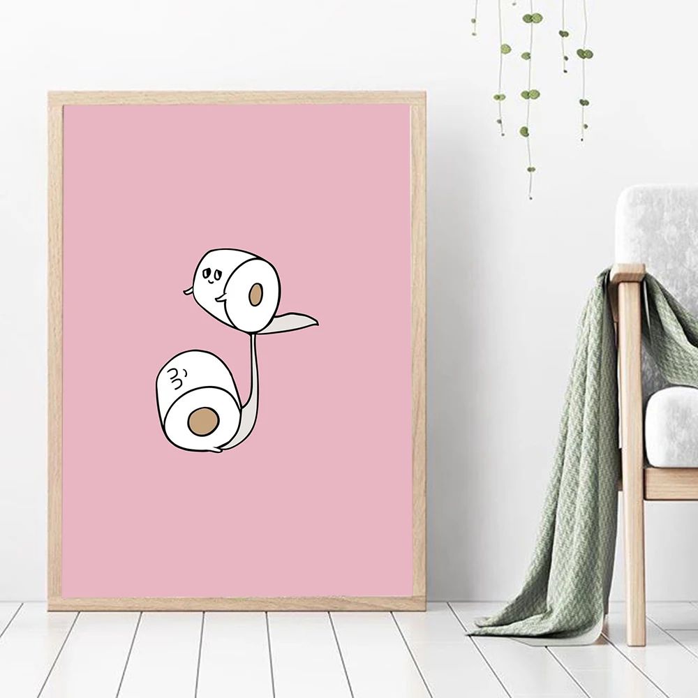 Funny Toilet Paper Yoga Canvas Wall Art Minimalist Nordic Bathroom Poster For Washroom Home Decor 2