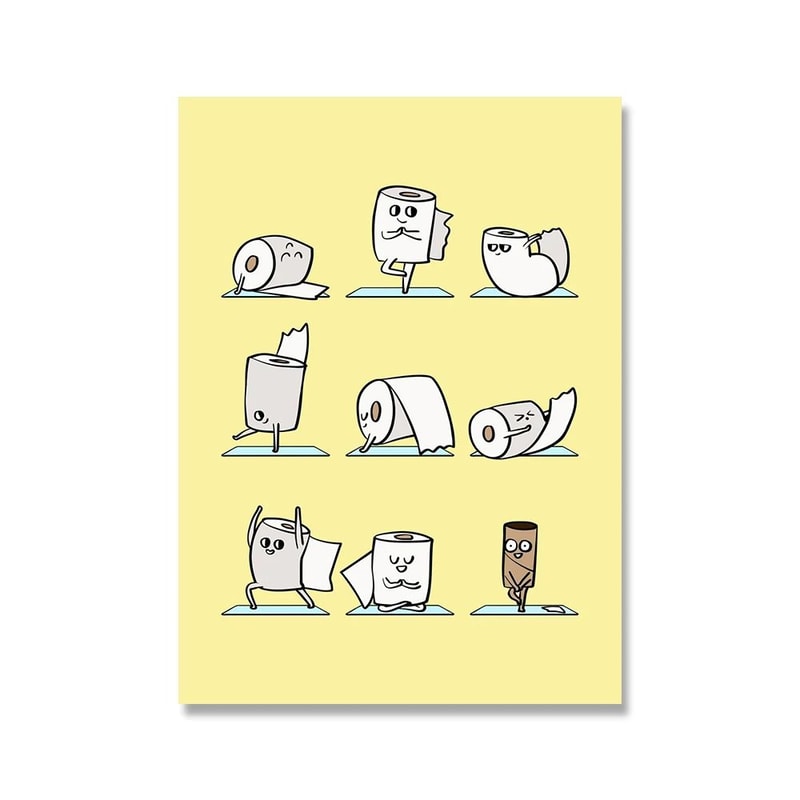 Funny Toilet Paper Yoga Canvas Wall Art Minimalist Nordic Bathroom Poster For Washroom Home Decor 8