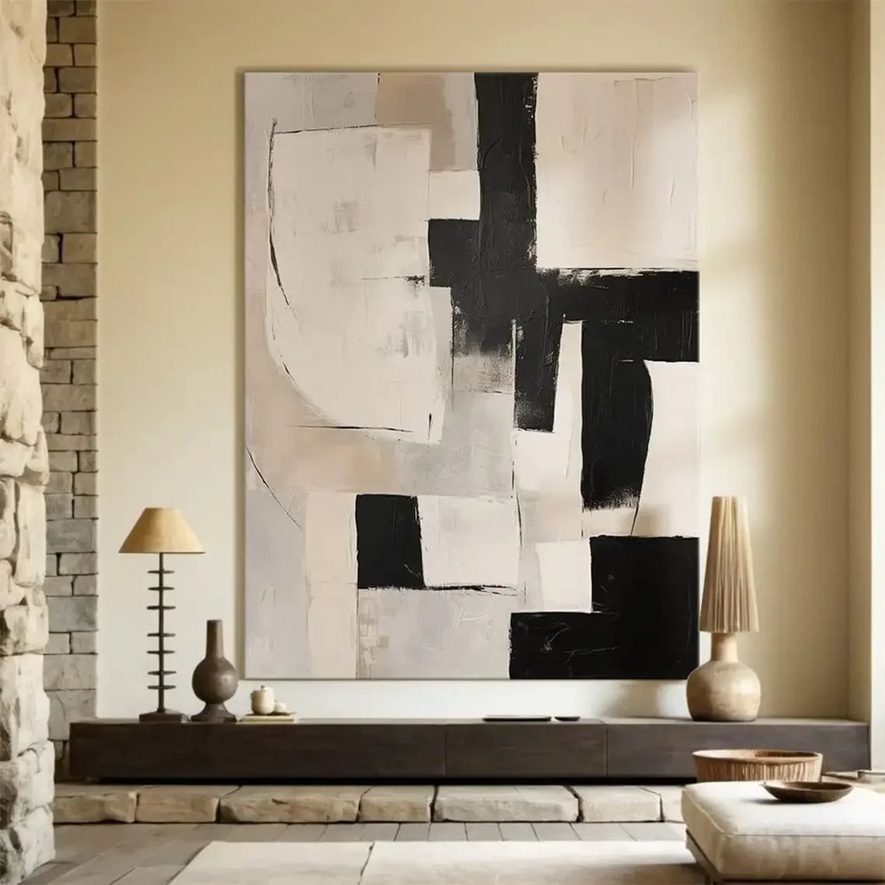 Beige Abstract Handmade Canvas Wall Art Minimalist Neutral Painting For Modern Living Room Decor 8