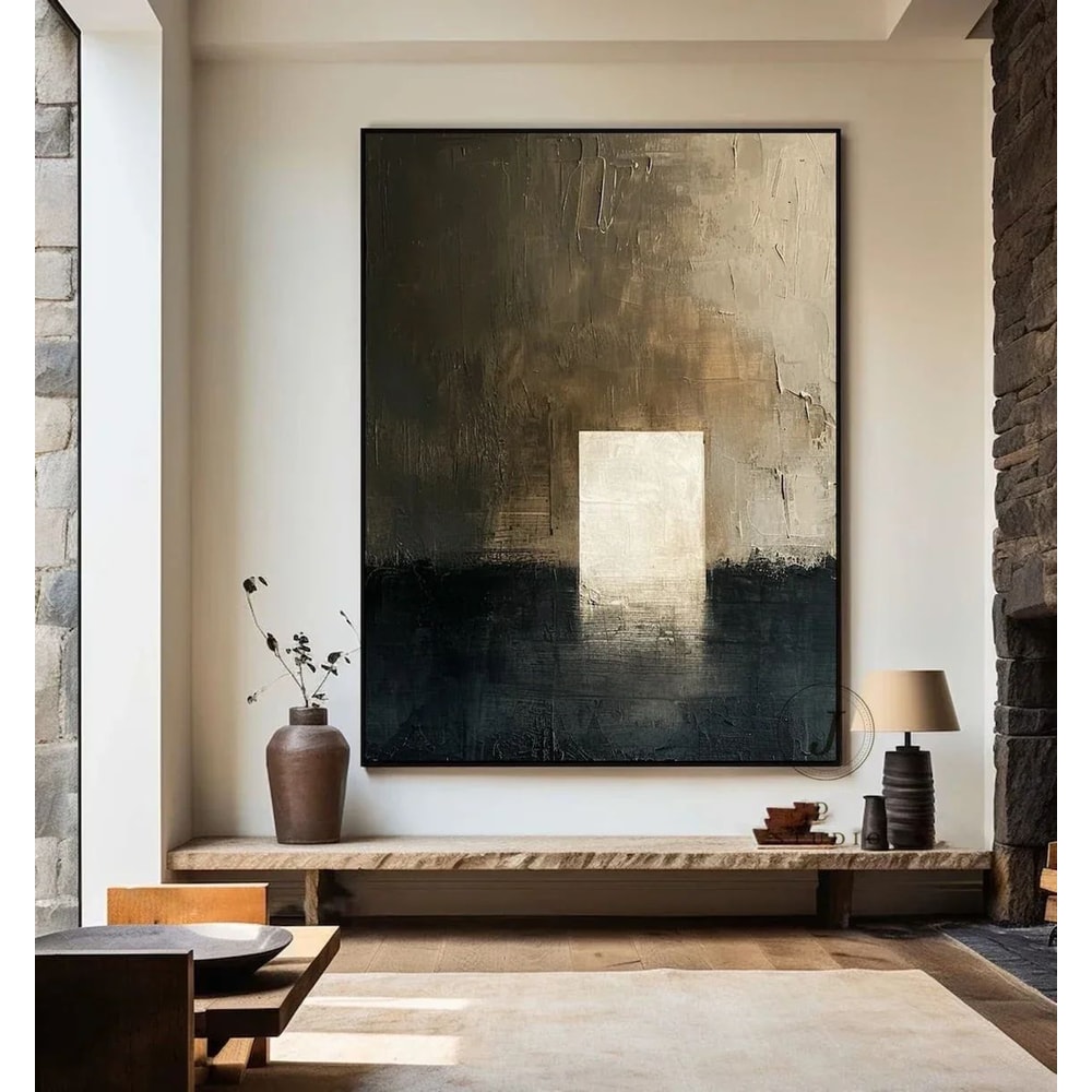 Beige Abstract Handmade Canvas Wall Art Minimalist Neutral Painting For Modern Living Room Decor 10