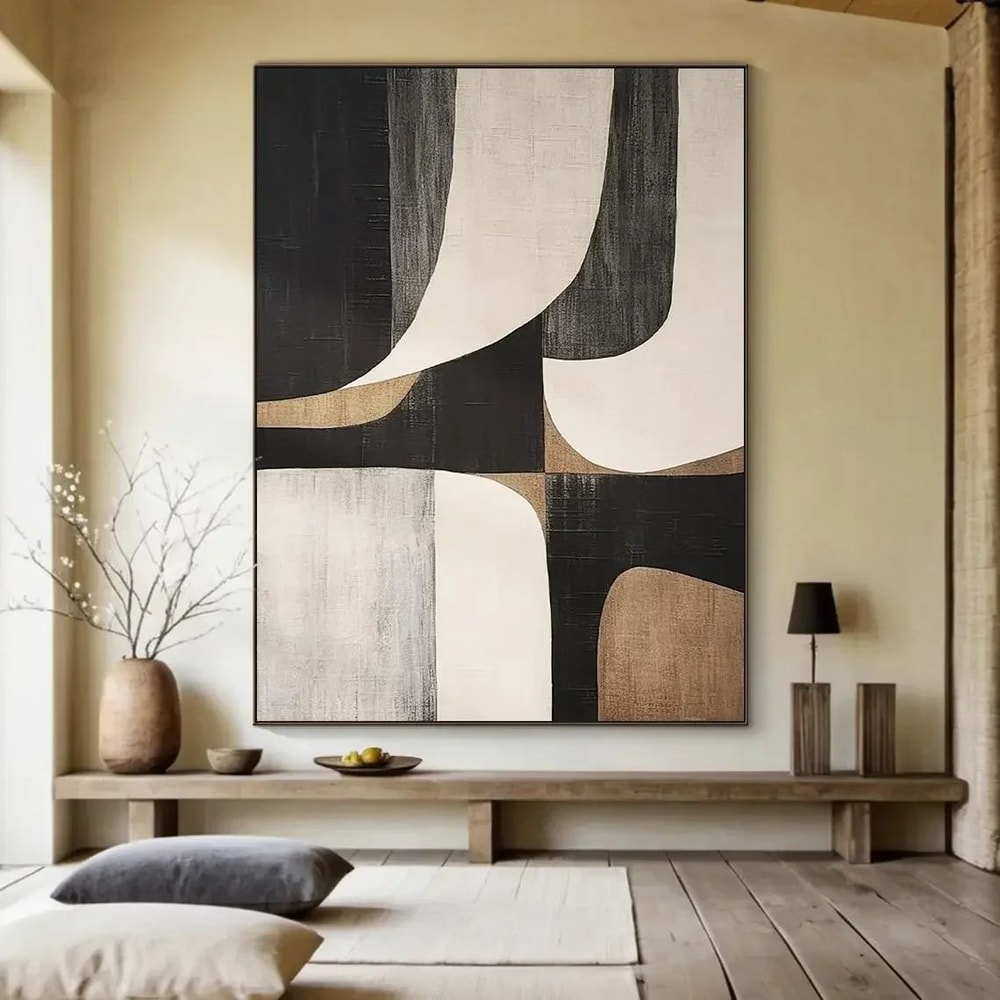 Beige Abstract Handmade Canvas Wall Art Minimalist Neutral Painting For Modern Living Room Decor 13