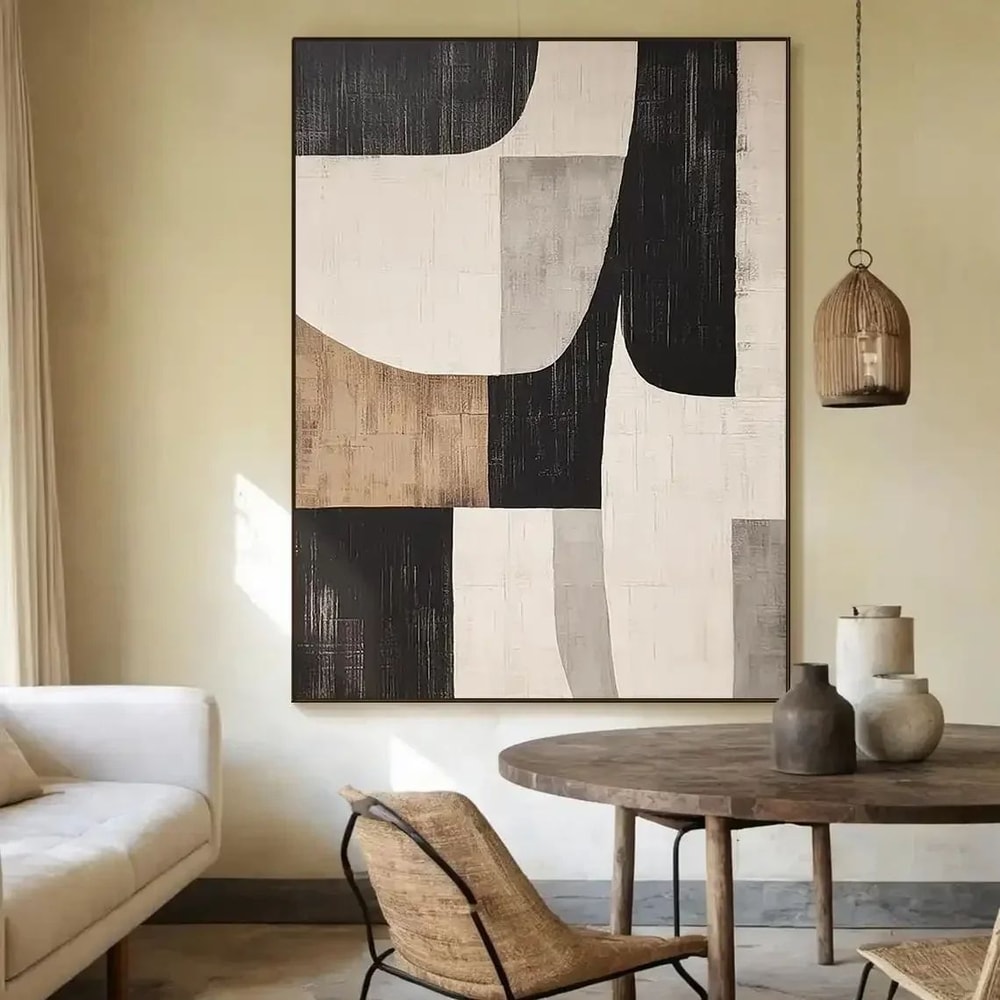 Beige Abstract Handmade Canvas Wall Art Minimalist Neutral Painting For Modern Living Room Decor 14