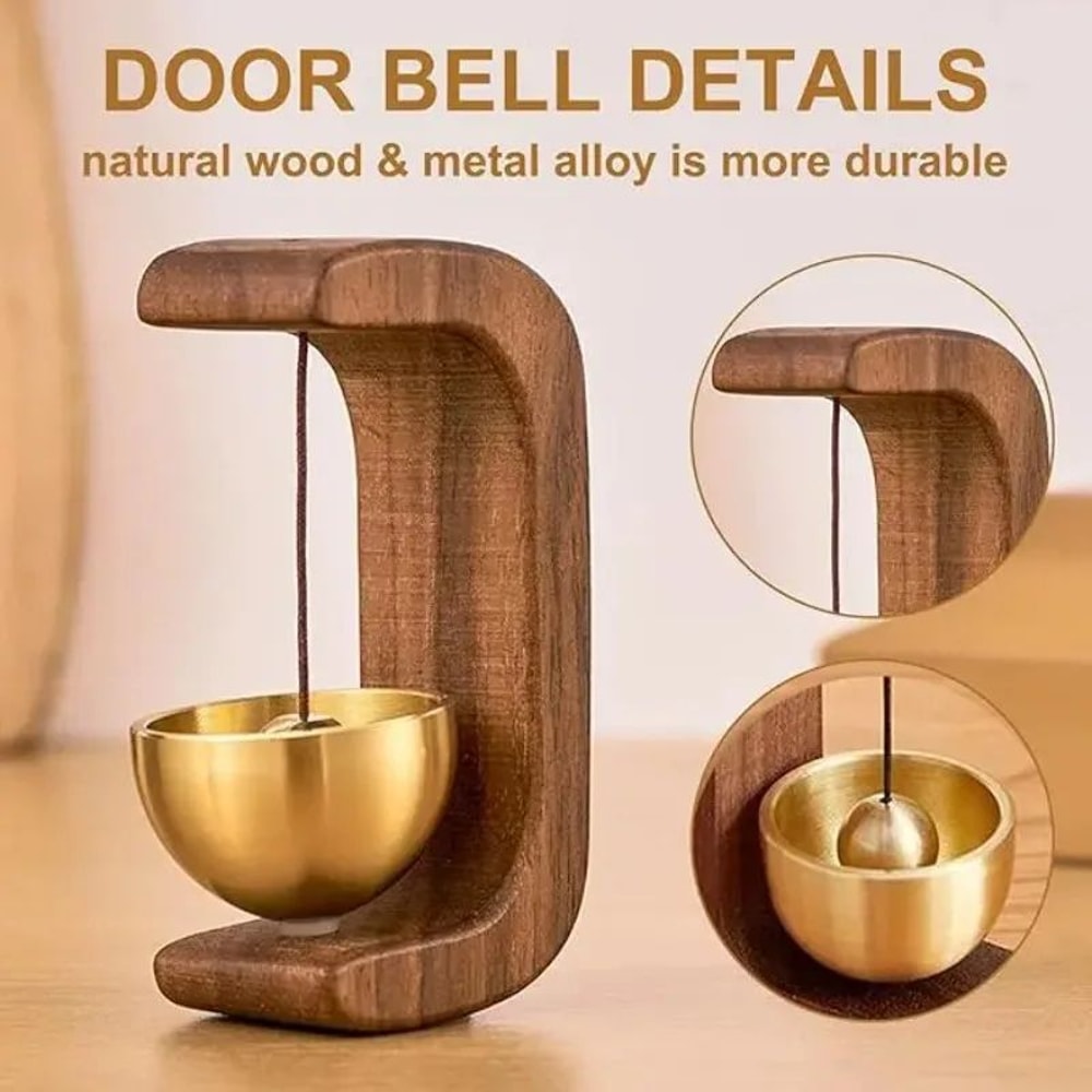 Magnetic Wooden Door Bell Wind Chime Beech Wood Hanging Doorbell For Home Shop Entryway Decor 2