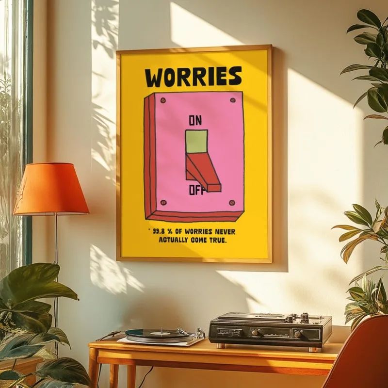 Cartoon Mental Health Inspirational Canvas Poster Colorful Retro Quote Wall Art For Home Office D 0
