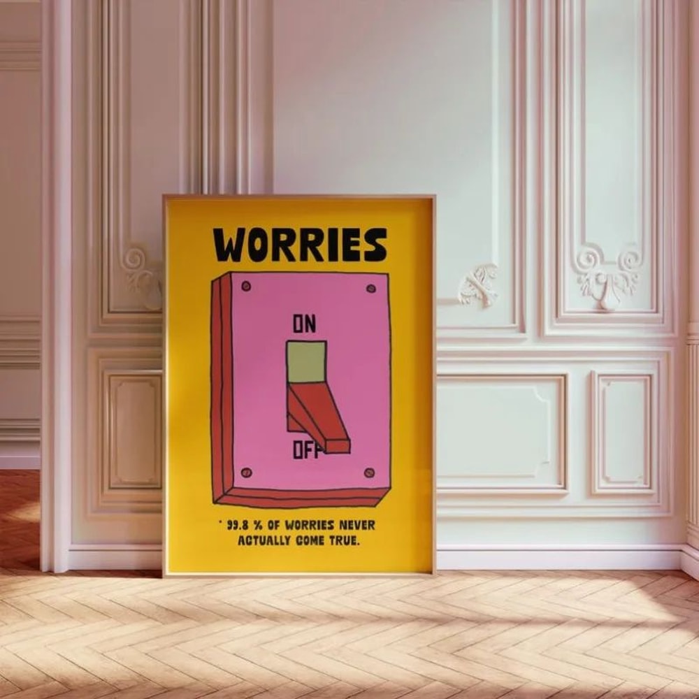Cartoon Mental Health Inspirational Canvas Poster Colorful Retro Quote Wall Art For Home Office D 1