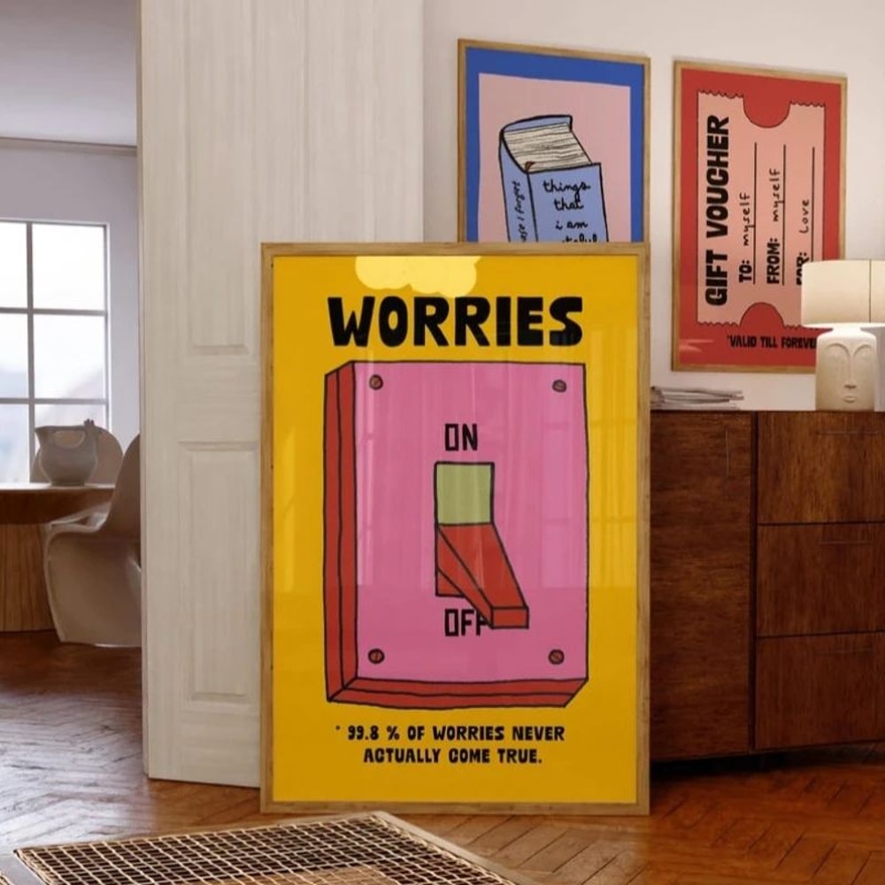 Cartoon Mental Health Inspirational Canvas Poster Colorful Retro Quote Wall Art For Home Office D 3