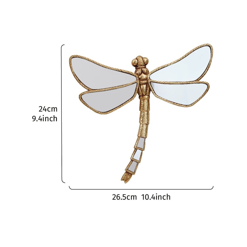 Golden Dragonfly Wall Decor Resin MirrorFinish Curly Tail Hanging Ornament For Home Decoration 4