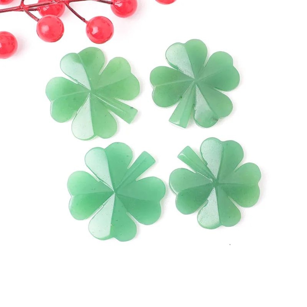 Natural Aventurine Four Leaf Clover Figurine Reiki Gemstone Ornament For Home Tabletop Decor 1