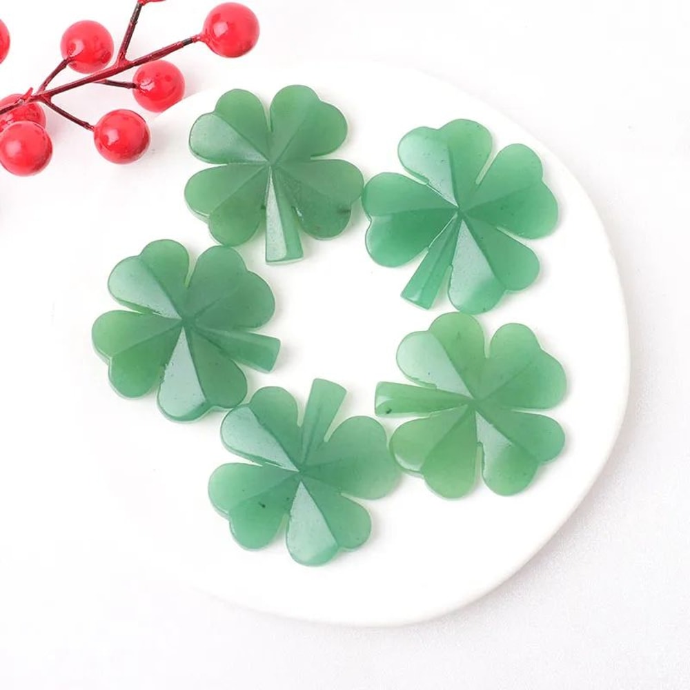 Natural Aventurine Four Leaf Clover Figurine Reiki Gemstone Ornament For Home Tabletop Decor 3