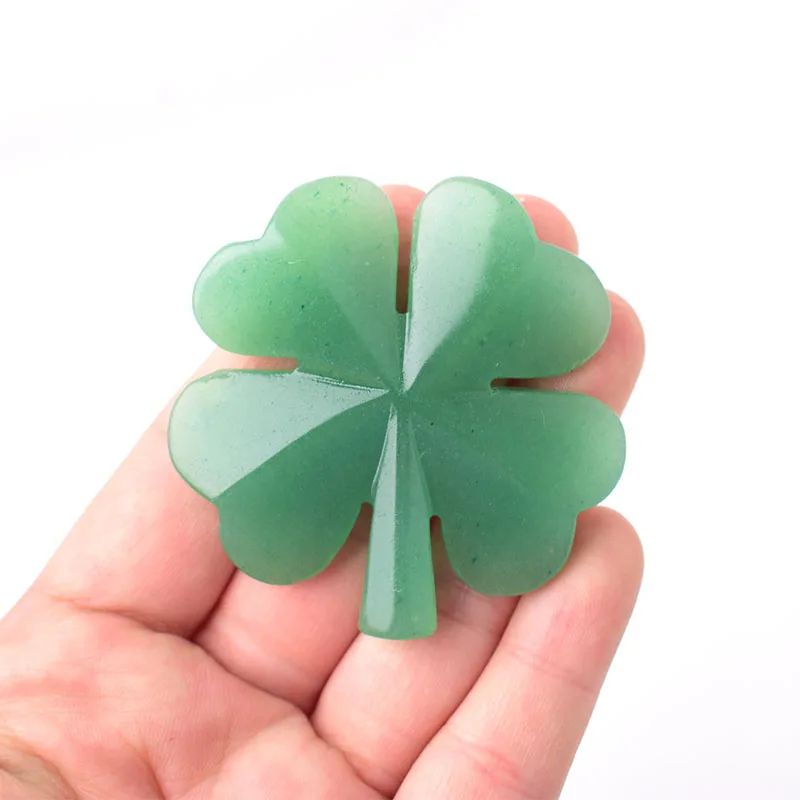 Natural Aventurine Four Leaf Clover Figurine Reiki Gemstone Ornament For Home Tabletop Decor 0