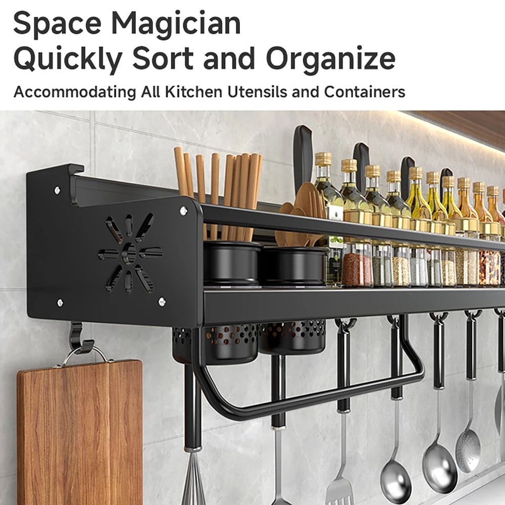 NoDrill Metal Kitchen Storage Shelf With Drainage Design Large Capacity Organizer 1