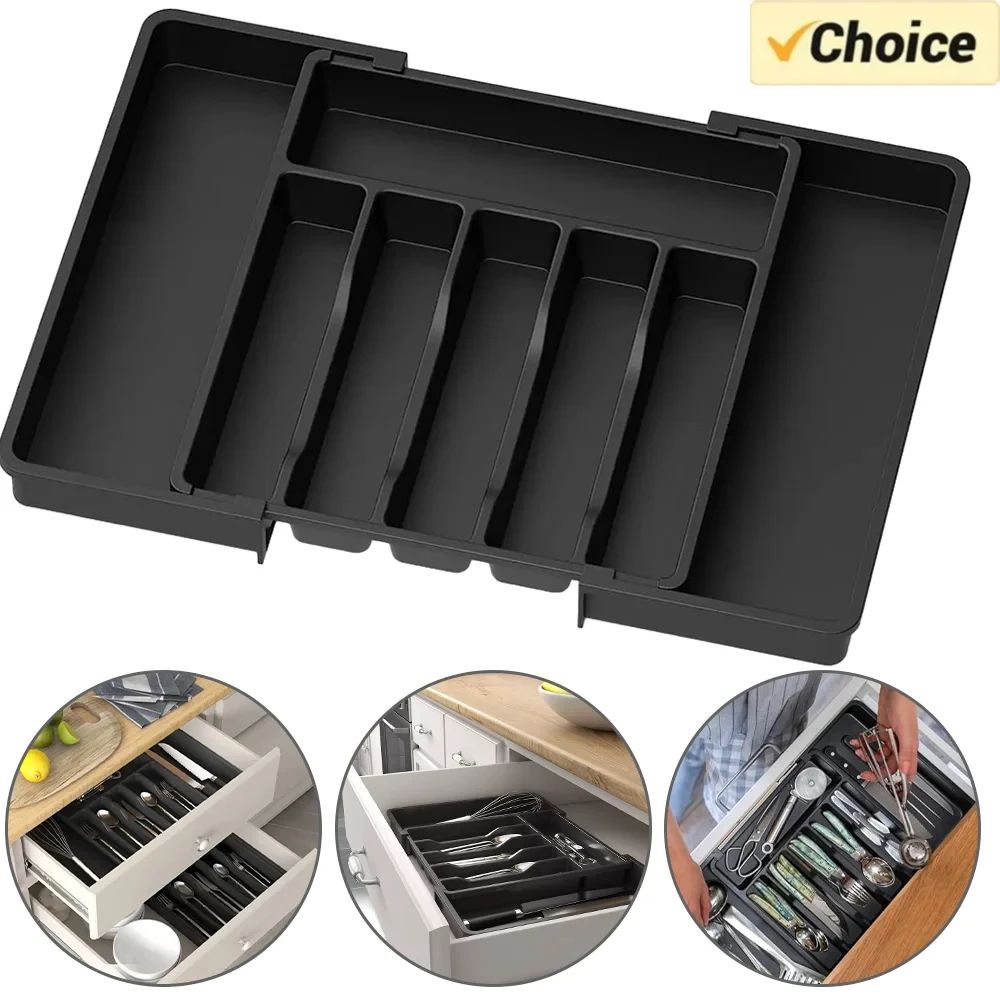 Expandable Cutlery Tray Drawer Organizer Adjustable Kitchen Utensil Storage Box 1