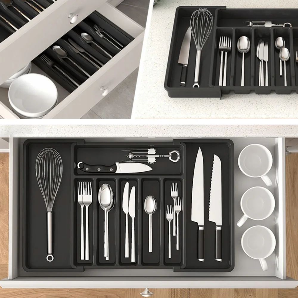 Expandable Cutlery Tray Drawer Organizer Adjustable Kitchen Utensil Storage Box 0