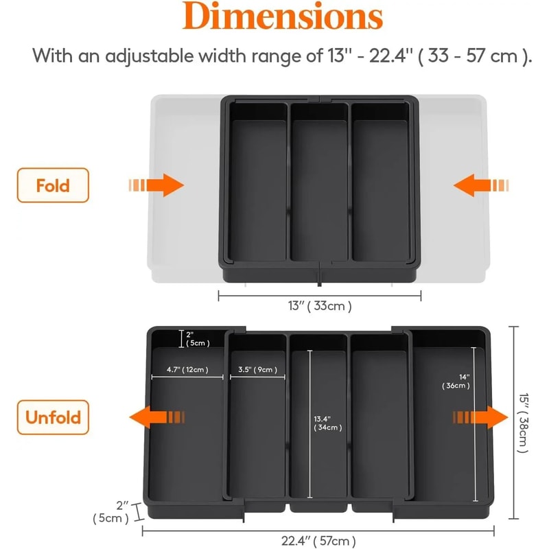 VIE LENTE Expandable Kitchen Silverware Drawer Organizer Adjustable Cutlery Tray 5