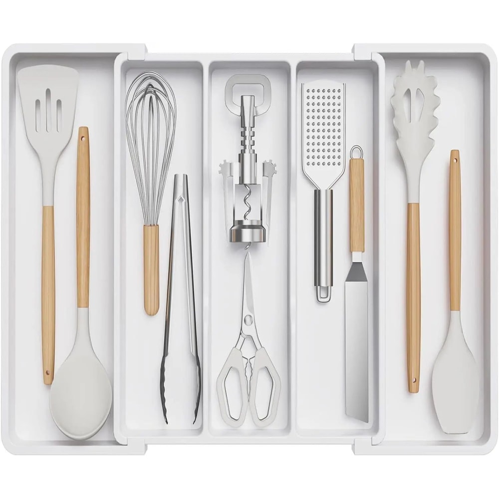 VIE LENTE Expandable Kitchen Silverware Drawer Organizer Adjustable Cutlery Tray 7