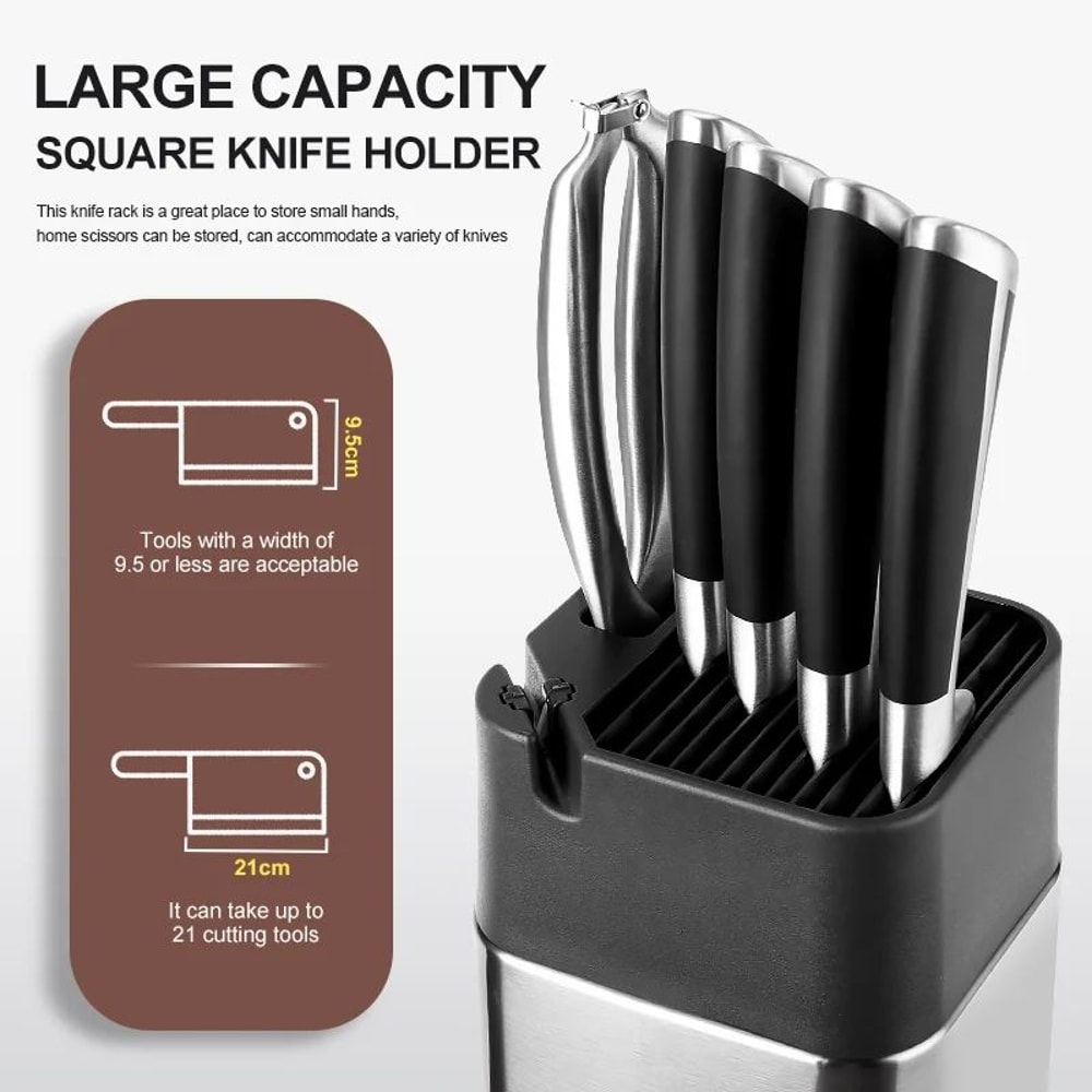 XITUO Stainless Steel Knife Holder Block With Sharpener Scissors Slot Organizer 4